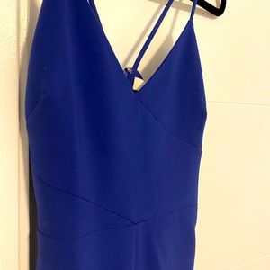 Navy calf length dress with front slit